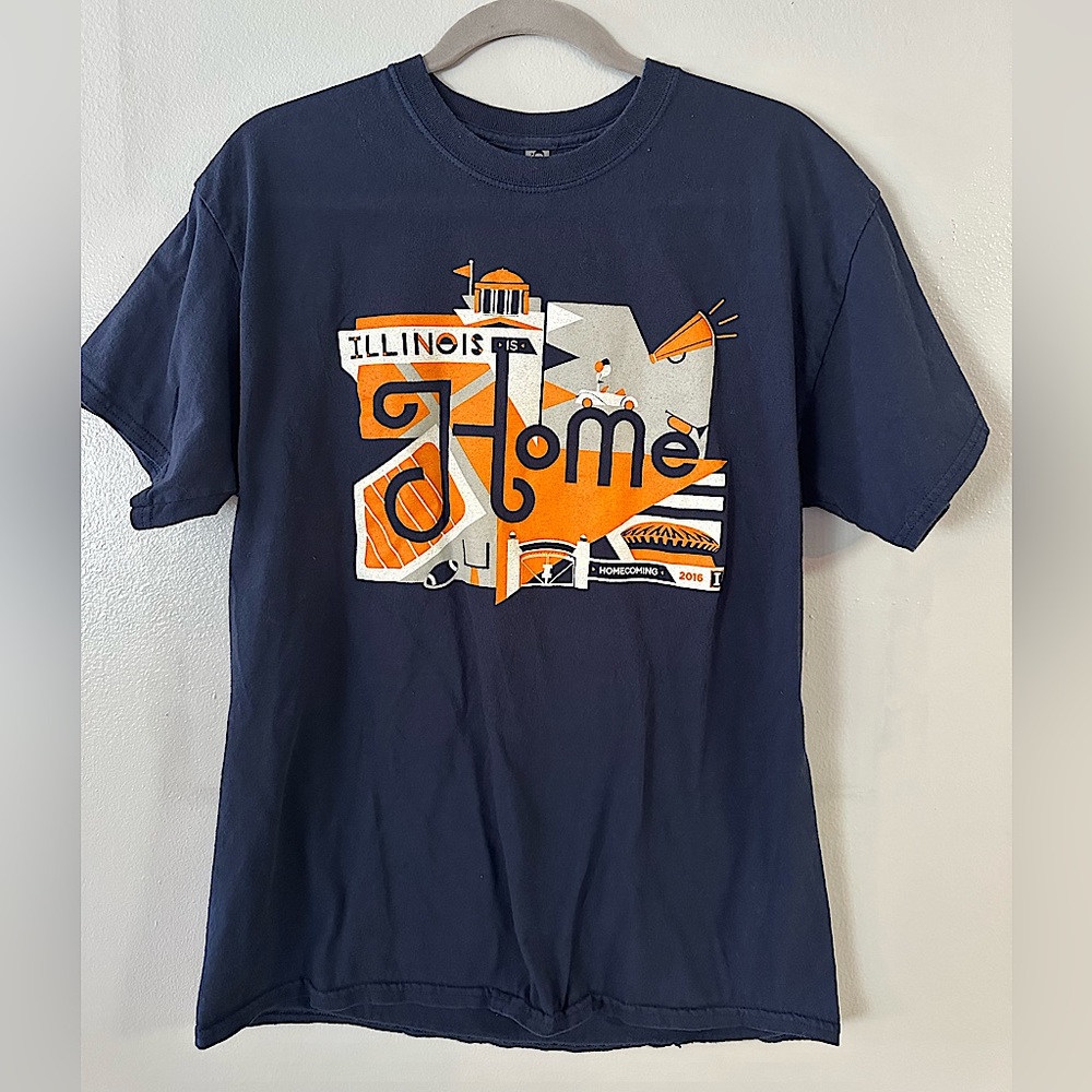 Navy Blue Size L Illinois is Home Homecoming T-shirt 2016 Urbana-Champaign